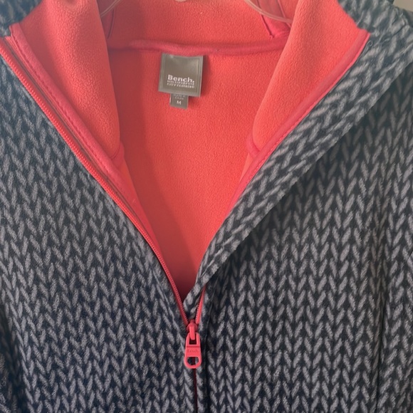 Bench Hooded Fleece Zip Jacket Grey and Coral size M - Picture 3 of 4
